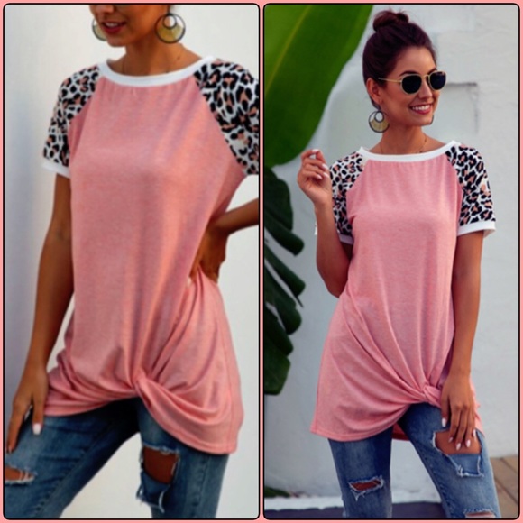 Twisted Pink Heather Leopard Raglan SZ L! NEW! - Picture 6 of 9